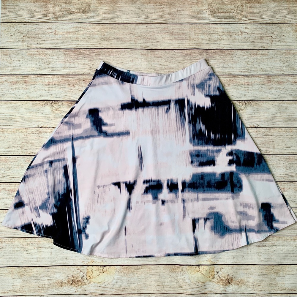 Cynthia Rowley Pink & Navy Abstract A Line Skirt szM